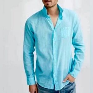 Frank & Eileen Luke  Button Up Shirt Lightweight in blue size M